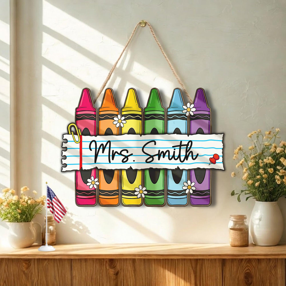 Personalized Teacher Crayon Wood Sign, Custom Teacher Name Classroom Door Sign, Teacher Appreciation Gift, Back to School Wooden Decor Sign c6fb30bc-6df9-4624-b5b6-fbe0e5c9ec8e-1.jpg