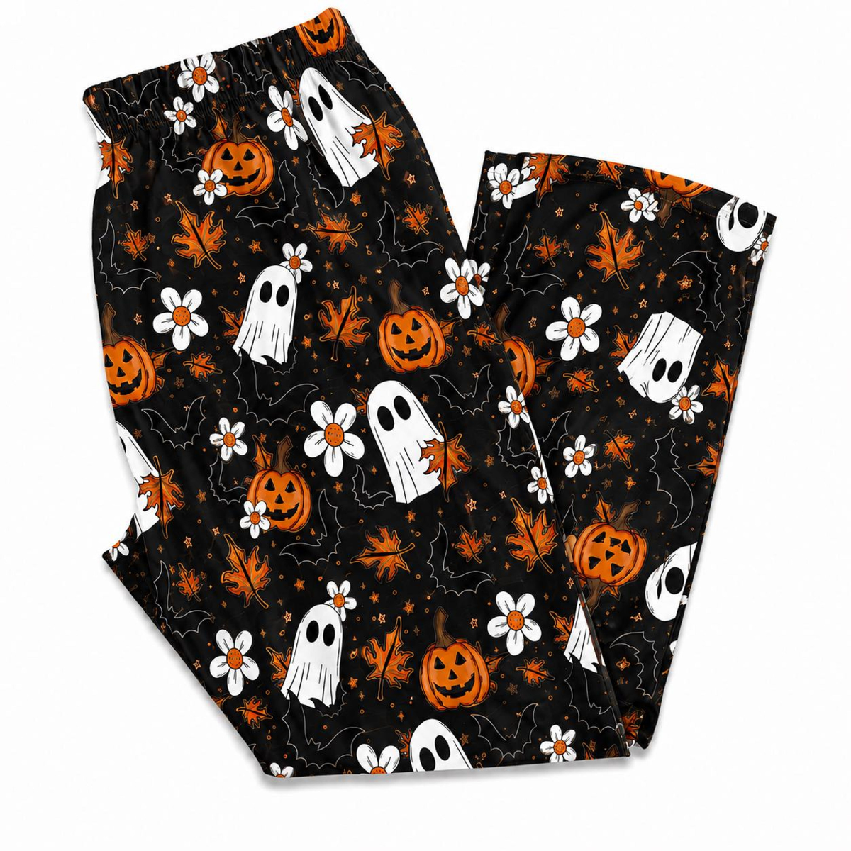Ghost Pumpkin Halloween Pajama Pants, Women's Wide Leg Pajama Pants, Cute Spooky Lounge Pants, Fall Sleepwear, Halloween Gift for Her c705b22e-d0f7-46c8-856f-8940631cb0bb-9.png