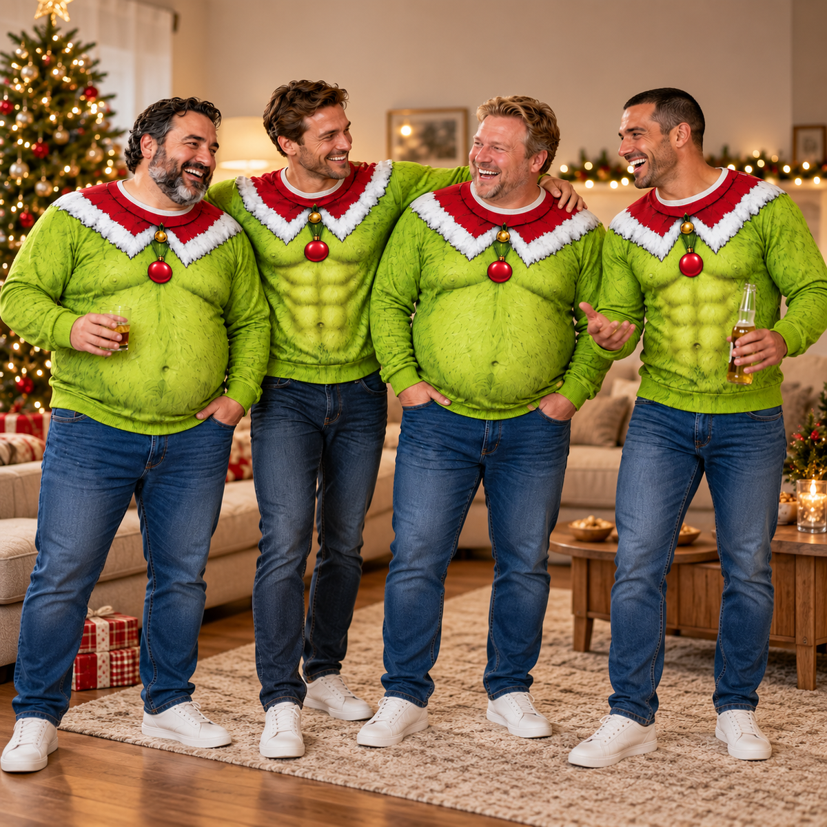 Funny Green Fur Ugly Christmas Sweatshirt, Fake Abs Santa Clause Ugly Sweatshirt, Green Christmas Cosplay Outfit, Christmas Party Costume, Funny Gìt c705e242-968a-434b-89b0-7d0b60b29161-B-n-ng-i-b-n-trong-o-len-Noel.png