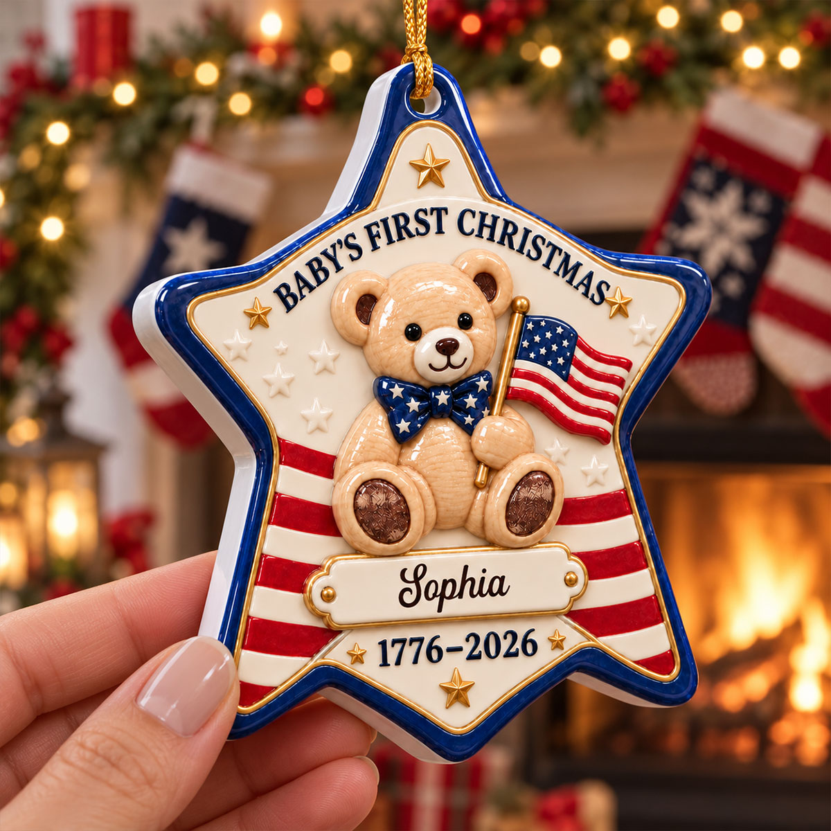 Personalized Baby's First Christmas Teddy Bear Ornament - Custom Name and 2026 Keepsake for Newborns - Real 3D Raised Ornament c723ac0d-dfb5-4cf3-9417-ec108ba19833-3.jpg