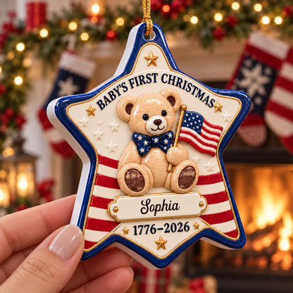Personalized Baby's First Christmas Teddy Bear Ornament - Custom Name and 2026 Keepsake for Newborns - Real 3D Raised Ornament c723ac0d-dfb5-4cf3-9417-ec108ba19833-3.jpg