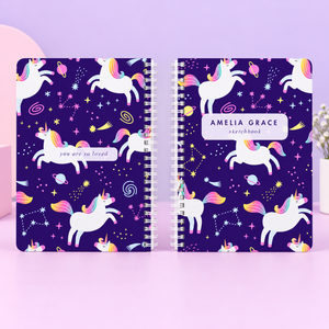 Personalized Book for Girls, Custom Spiral Lined Notebook or Blank Sketchbook, Unicorns, Mermaids, Rainbow, Gift For Kid c7389dde-5adb-42b0-bdf1-4929c5b925b8-s6.png