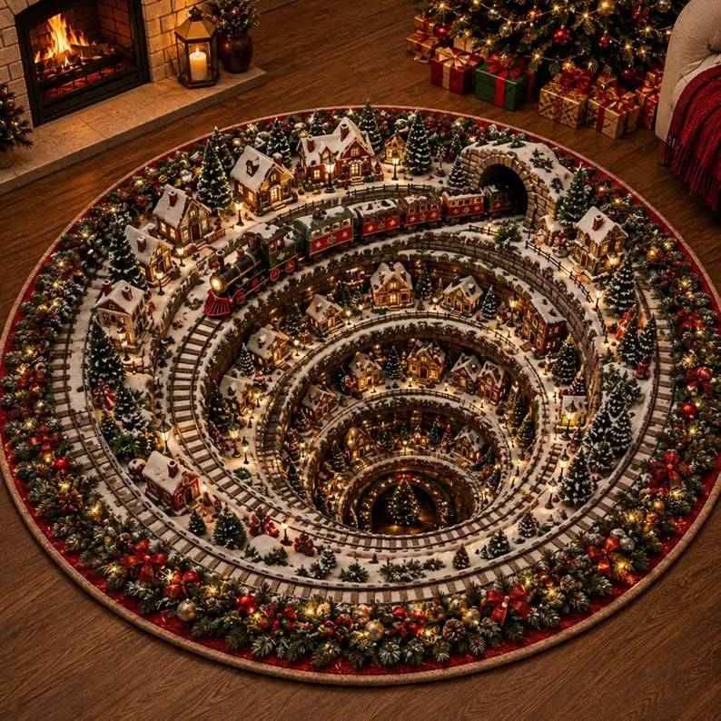 3D Christmas Round Rug Optical Illusion Floor Mat Winter Village Gingerbread Vortex Carpet North Pole Holiday Home Decor Xmas Tree Rug c73d20ae-b1fc-48c7-a7ec-981d5e06b377--dfsd-4-.webp