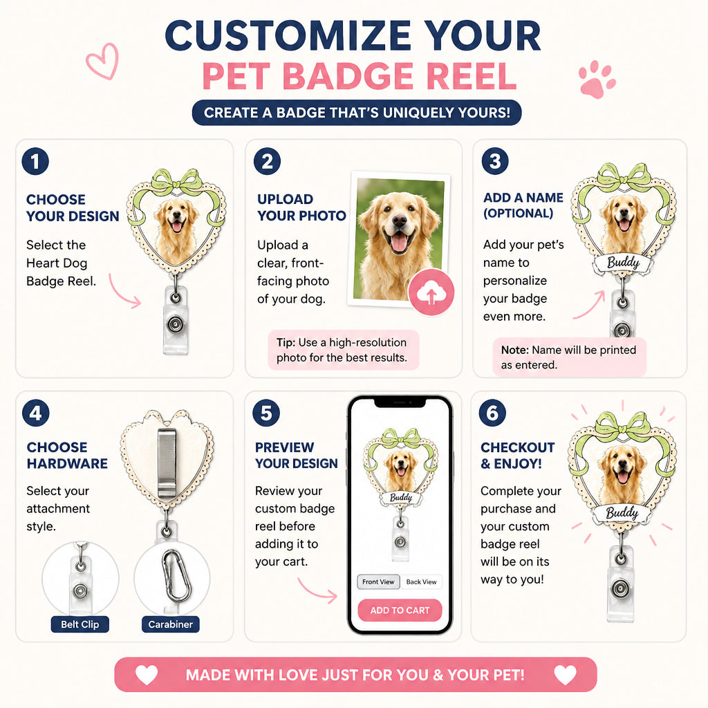 Custom Pet Photo Badge Reel – Scalloped Rosette with Stethoscope Bow - Personalized Custom Shape Badge Reel c74609d1-c905-42e2-887a-276662757d7e.jpg
