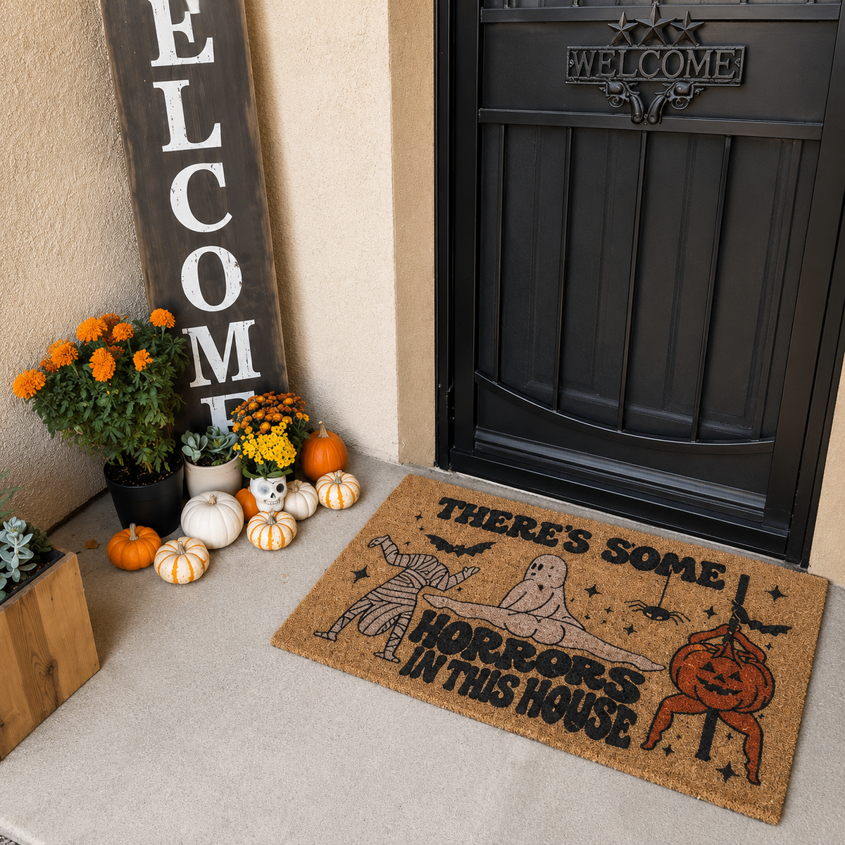 There's Some Horrors In This House Doormat, Funny Ghost Pumpkin Door Mat, Halloween Welcome Mat, Spooky Season Halloween Front Door Mat c747ad52-4c57-4494-982e-d0e188d87a96-3527ed19-1e74-4d83-acd6-6e2520b7ae06.png