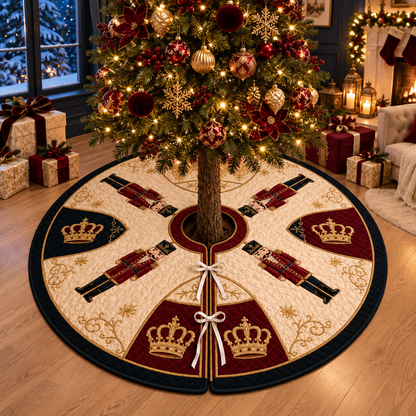 Nutcracker Christmas Tree Skirt, Quilted Holiday Tree Skirt, Royal Red Navy Gold Christmas Decor, Elegant Xmas Home Decor c74d4115-2336-47b9-91f6-120cd58b8dd0-banner-1.png