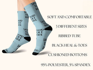 Text On Socks, Text Socks For Men And Women Birthday Gift, Your Text Here, Custom Text Socks, Customized Socks, Personalized Words Here