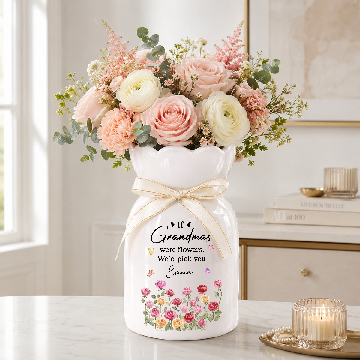 Grandma Heart - Personalized Custom Ribbon Tie Flower Vase c77dd53e-1312-4290-8780-77acd59bbf24-1.png