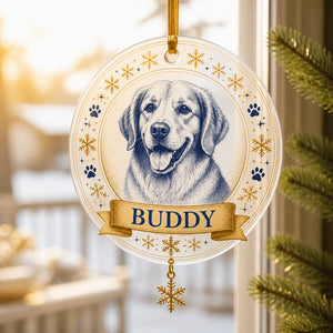 Custom Pet Portrait Ornament – Etched Wreath Banner - Personalized 1 Layered Suncatcher with Charm c7a5f6c5-a574-40b0-86be-01bcb76f5aff.jpg