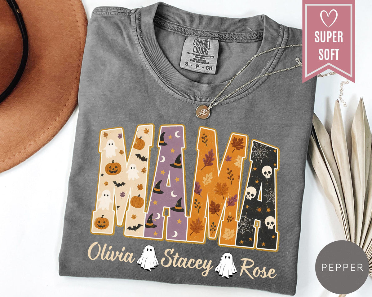 Comfort Colors Custom Mama Halloween Shirt with Kid Names, Halloween Mother T-Shirt, Personalized Spooky Tee, Trick or Treat Clothes Gift c7a9de1b-c6b3-43c9-b2a2-1df061d7b50b-3.jpg