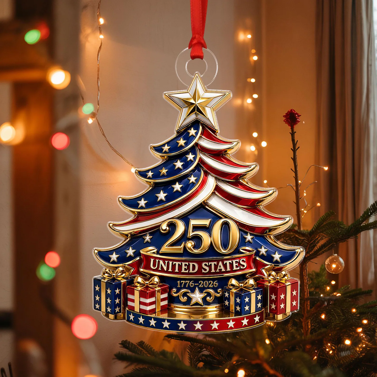 250 Years America 2D Ornament, 250th Anniversary Xmas Decor, Patriotic Christmas Tree Ornament, 1776 - 2026 Keepsake Gift, USA Christmas Bauble c7b42541-7f14-40c3-983a-7ccfed7ca259-0.png