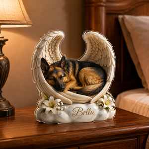 Custom German Shepherd Dog Angel Wings Statue Personalized Pet Memorial Gift