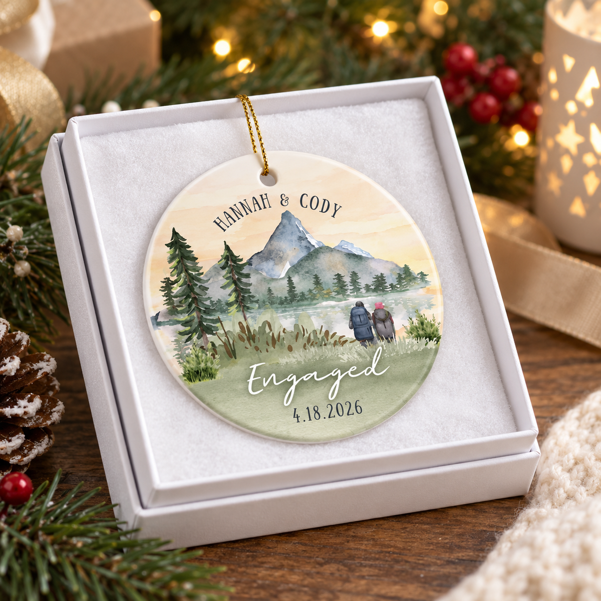 Personalized Engagement Ornament Gift: Custom Engaged Ornament, Names Date, Mountain Engagement Ornament Engaged Couple Keepsake c7bcd730-3b7c-4c1b-b8b0-92d5d4aef32e-dda45bd5-2d44-4e3e-8d3e-5150348837d5.png