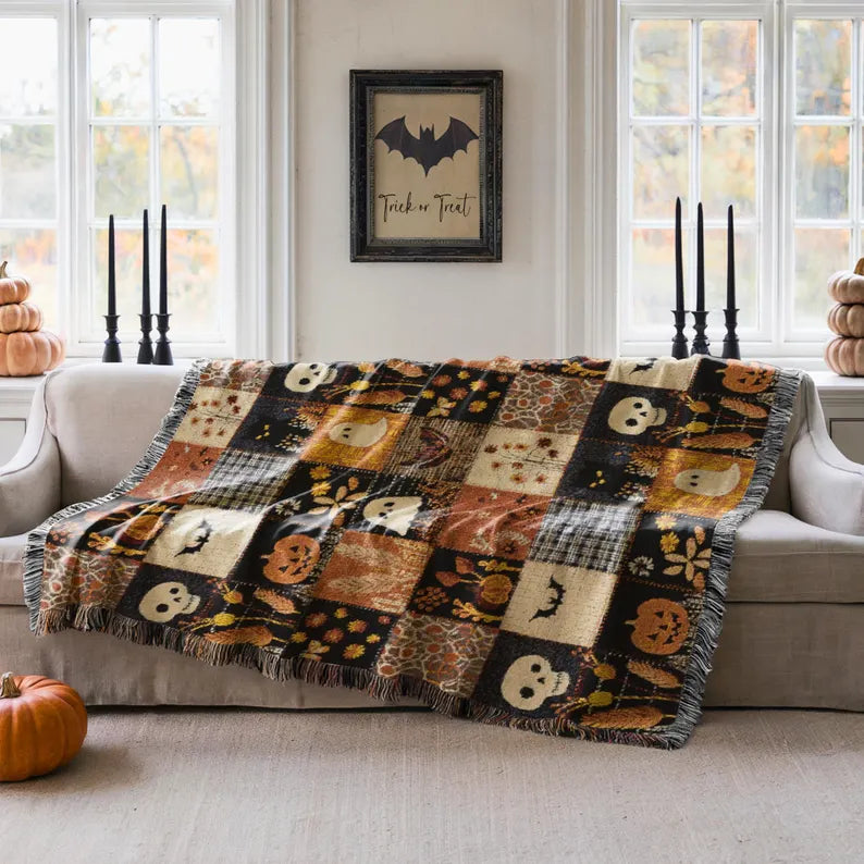 Halloween Patchwork Woven Blanket, Spooky Ghost Throw, Witchy Floral Fall Home Decor c7cd4d2f-387d-4e54-a47e-895d72f36156-HJ-4-.webp
