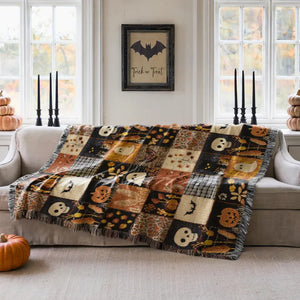 Halloween Patchwork Woven Blanket, Spooky Ghost Throw, Witchy Floral Fall Home Decor c7cd4d2f-387d-4e54-a47e-895d72f36156-HJ-4-.webp