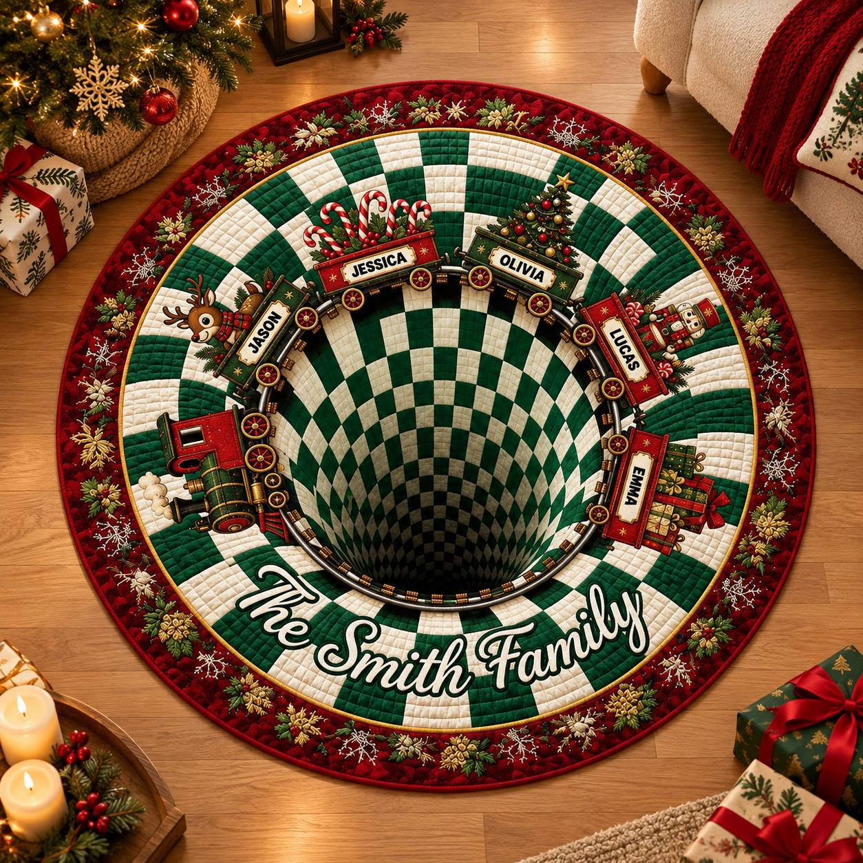 Personalized Family Name Christmas Round Rug, Custom Holiday Train Floor Mat, Festive Home Decor c7d9a1f7-ace0-428e-a890-3c13327db55f-1ad3c5e4-bd8f-4d27-910b-b096f213bd66.png