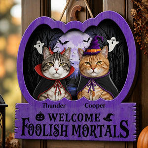 Halloween Cat Portrait Wood Sign — Welcome Foolish Mortals - Personalized Wood Sign c7dc9485-c75f-4f07-9a69-3616d8724941.jpg