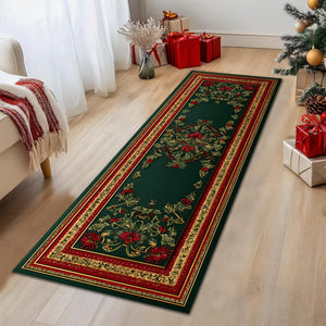 Luxury Christmas Poinsettia Runner Rug, Elegant Green and Red Holiday Carpet with Gold Floral Design for Hallway, Entryway,Living Room Décor c7e707f1-e7d0-4c2a-bb2e-8ec9b6be190b-3.jpg