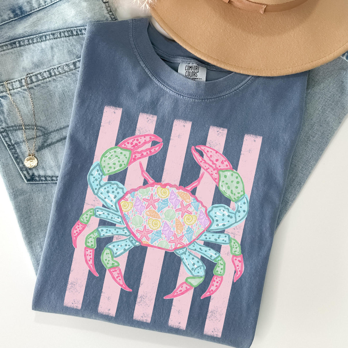 Comfort Colors Crab Shirt - Preppy Crab Graphic T-shirt - Boho Summer Beach Shirt - Retro Print Nautical Image TShirt c7e77eca-79a2-44f8-b671-9233237eec07-4.jpg