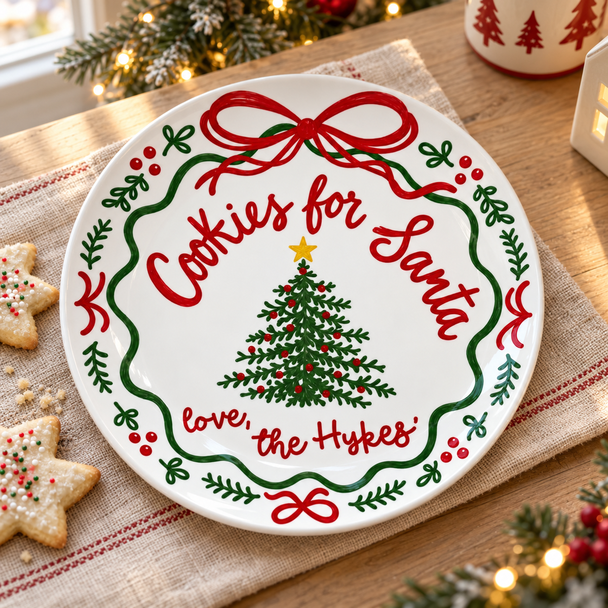 Custom Cookies For Santa Plate, Christmas Tradition, Ribbon & Holly, Housewarming Family Christmas Gift c7f80da6-4efe-4d91-bcb6-ce806dbdfbd3-1.png