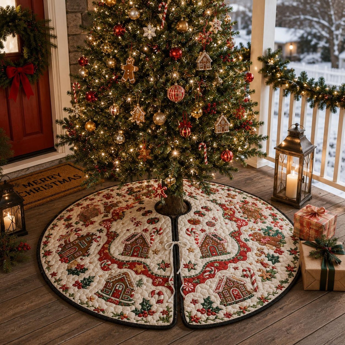 Gingerbread Village Christmas Tree Skirt – Candy Cane & Holly Holiday Decor c7fa7d10-fcf9-47e5-a323-c9944a42be5d-2.jpg