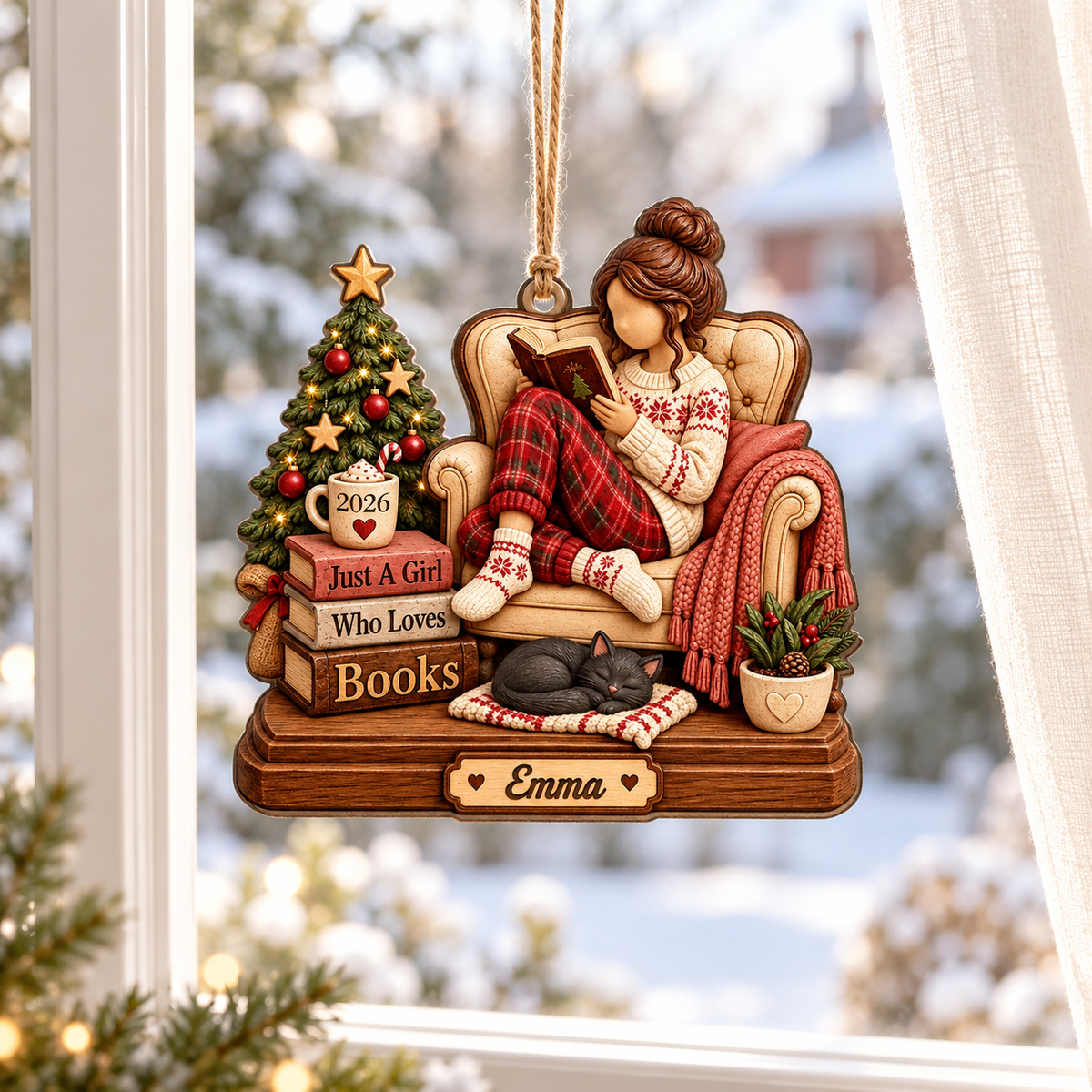 Personalized Girl Reading Book 2D Ornament 2026: Bookworm Christmas Decor, Just A Girl Who Loves Books Wooden Ornament, Book Lover Gift c80006ae-1fd1-45f0-a77a-11239eec0e22-banner-1.png