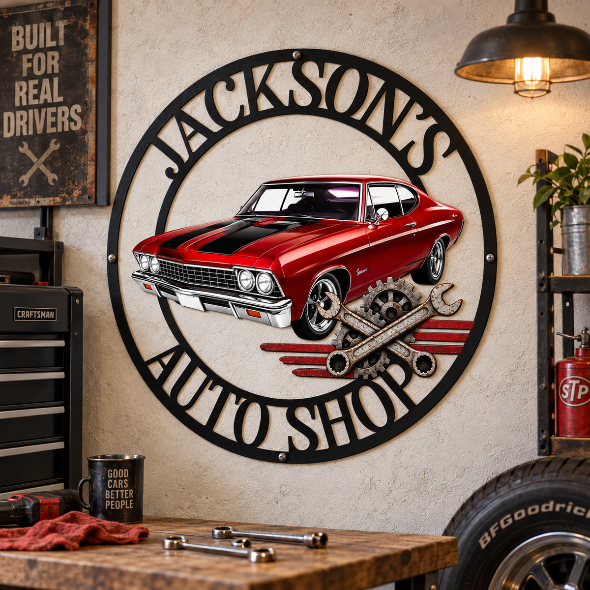 Custom Photo, Name Garage Mechanic Shaped Metal Sign - Personalized Birthday Gifts For Husband, Son, Grandson, Brother, Grandpa, Dad, Yourself, Garage Mode On c80cf1ab-63a2-4d88-b775-34bfff92ab7e--i.png