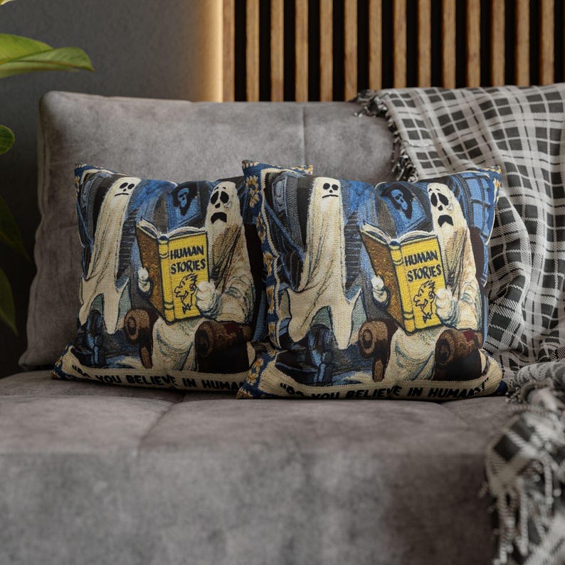 Do You Believe in Humans? Halloween Ghost Pillowcase, Spooky Reading Pillow Cover, Fall Home Decor c8329a41-5c30-41c8-8bf3-ee2592be4627-km4.jpg