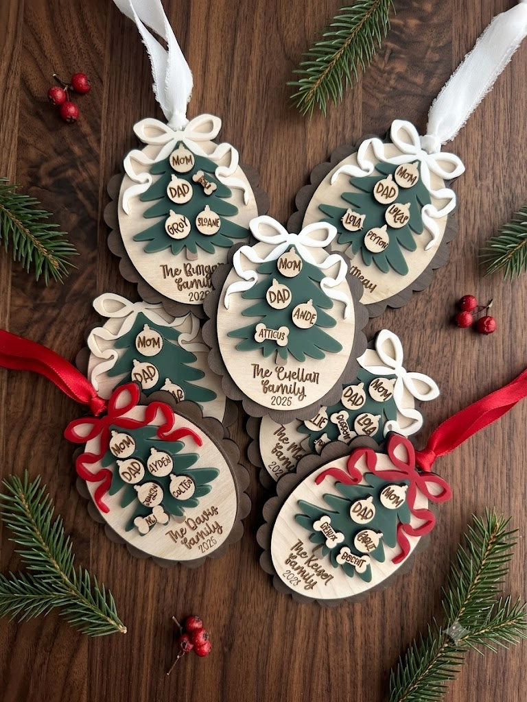 Personalized Family Ornament, Christmas Ornament, Scalloped Bow Ornament, Gift for Christmas, Family Ornament, Pet Ornament c83a9462-9b3b-4dac-b77f-251c68f95c4d-e5d86f70-48ba-4764-bee0-3b76218fd69e.jfif