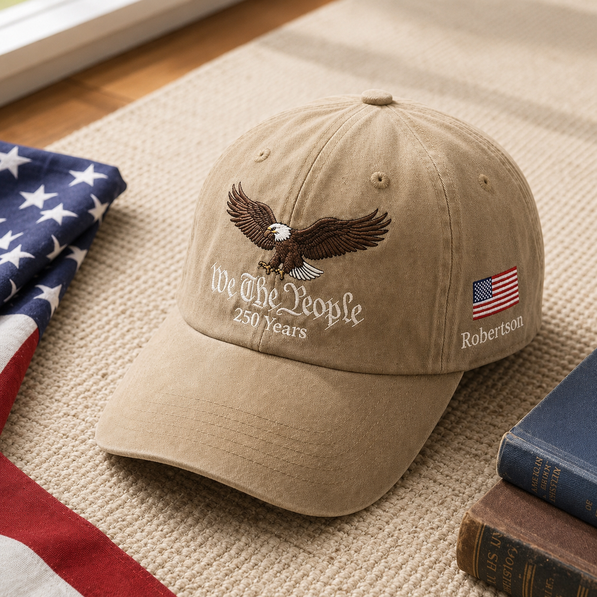 Vintage Dad Personalized Name We The People: US 250th Anniversary Cap Embroidered Hat