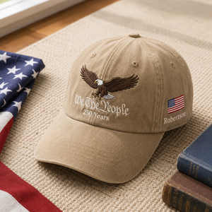 Vintage Dad Personalized Name We The People: US 250th Anniversary Cap Embroidered Hat
