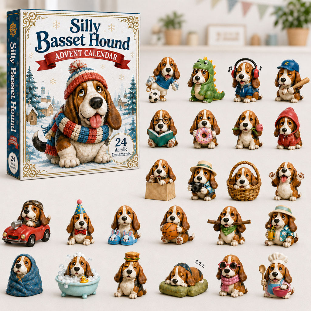 Silly Basset Hound Advent Calendar 2026 - 24-Day Festive Countdown, Acrylic Charms Blind Box - Gift For Basset Hound Lovers c8806ab0-8afd-4b93-b389-e1e40c9b556d-basset-hound.jpg