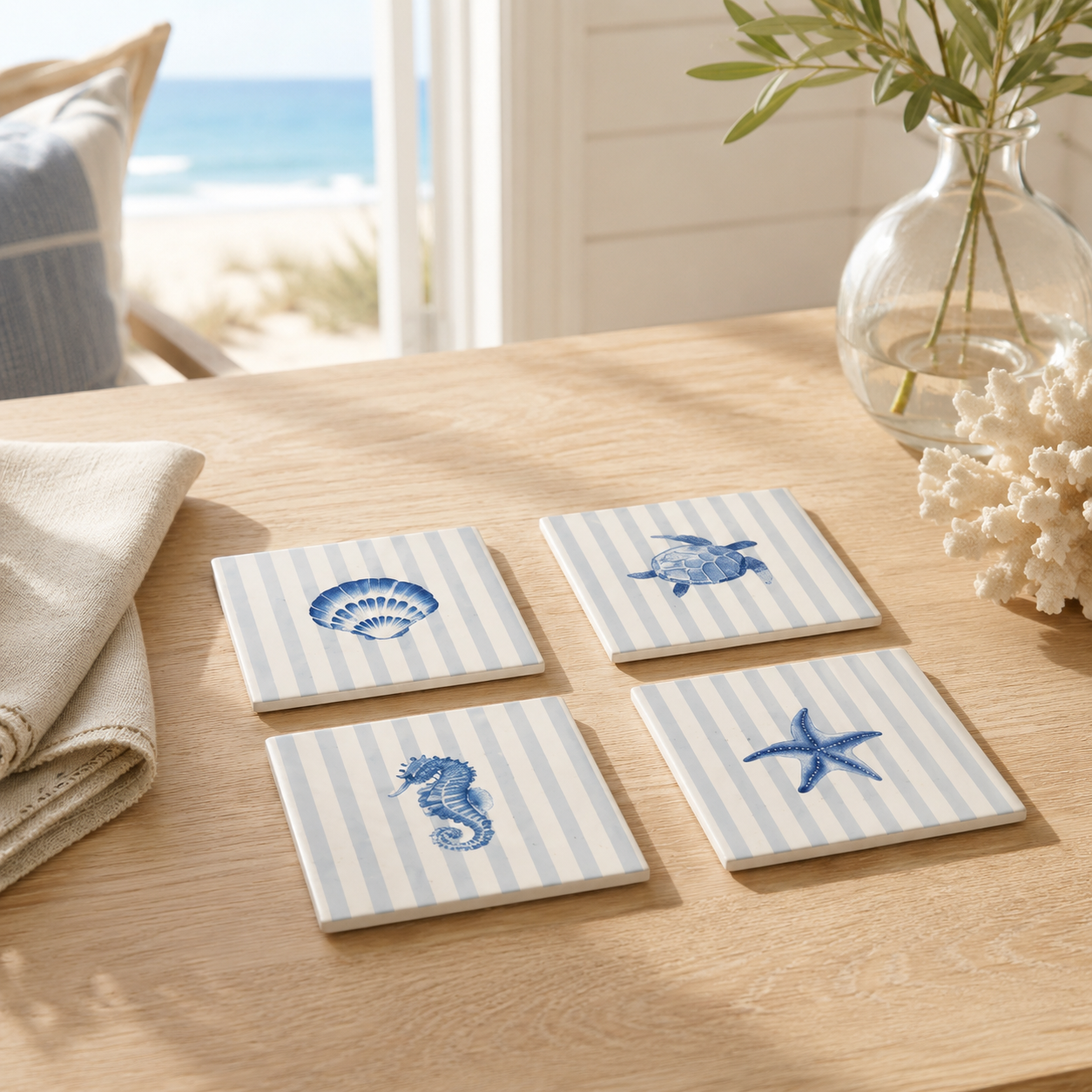 Sea Blue Tile Coasters, Starfish Coasters, Jellyfish Coasters, Caretta Coasters, Seashell Coasters, Coastal Decor c898af82-dbb0-41f5-b278-423263b9b077-banner-4.png