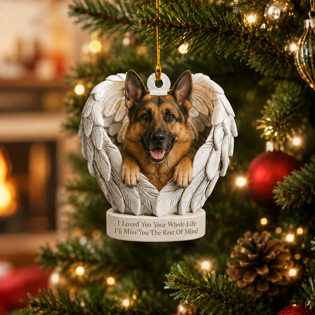 Personalized Dog Angel Wings Ornament, Custom Dog Ornament, Dog Car Ornament
