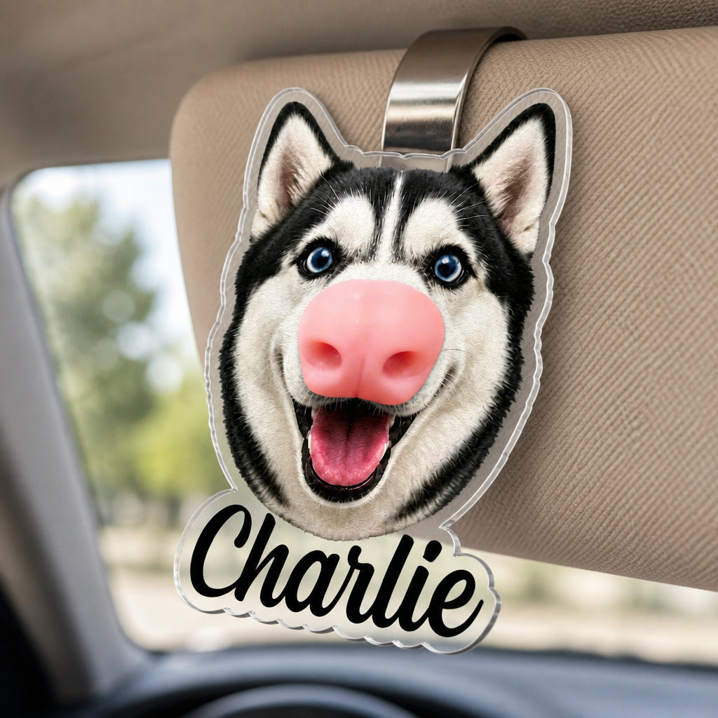 Custom Pet Photo Car Visor Clip – Boop Nose + Name - Personalized Car Visor Clip c8a4abfc-62f2-4bd9-9c14-1bde397c866a.jpg