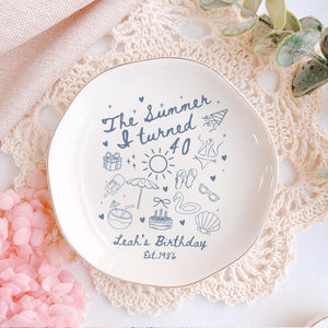 Personalized 40th Birthday Ring Dish, Summer Theme Jewelry Tray c8b4844c-57a5-4978-b134-f8616ff6116b-2.jpg