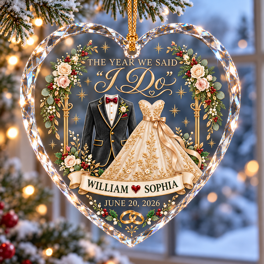 Personalized Wedding Christmas Ornament, The Year We Said I Do, Custom Names and Wedding Date Heart Keepsake, Newlywed Couple Gift c8beb9d1-dd3a-4d10-b4f5-fd086d37ff62-Winter-window-crystal-heart-wedding-ornament-3.png