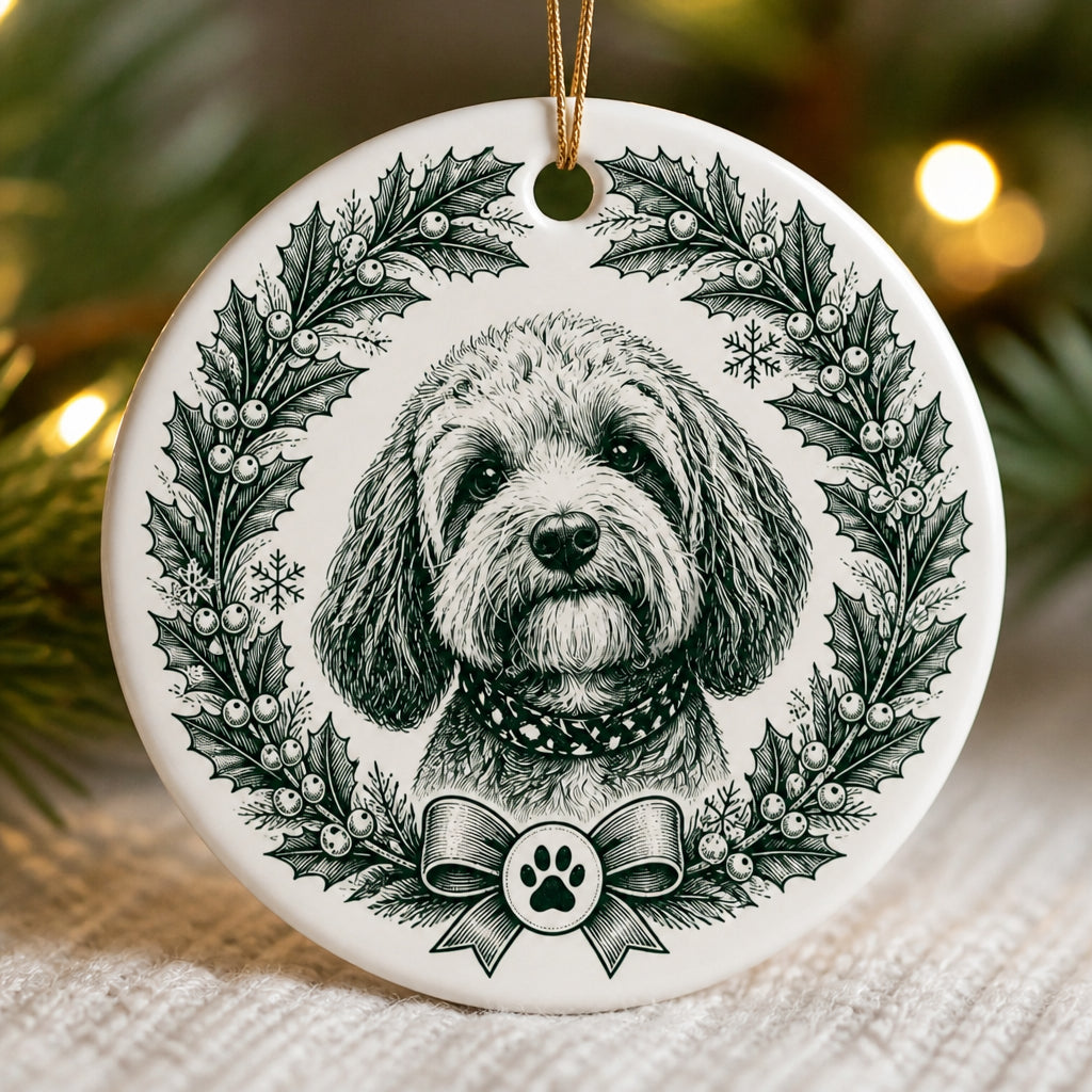 Custom Pet Portrait Holiday Wreath Ornament (Engraved Style) - Personalized Ornament c8bf1813-1952-4309-af7f-12b66939a17c.jpg