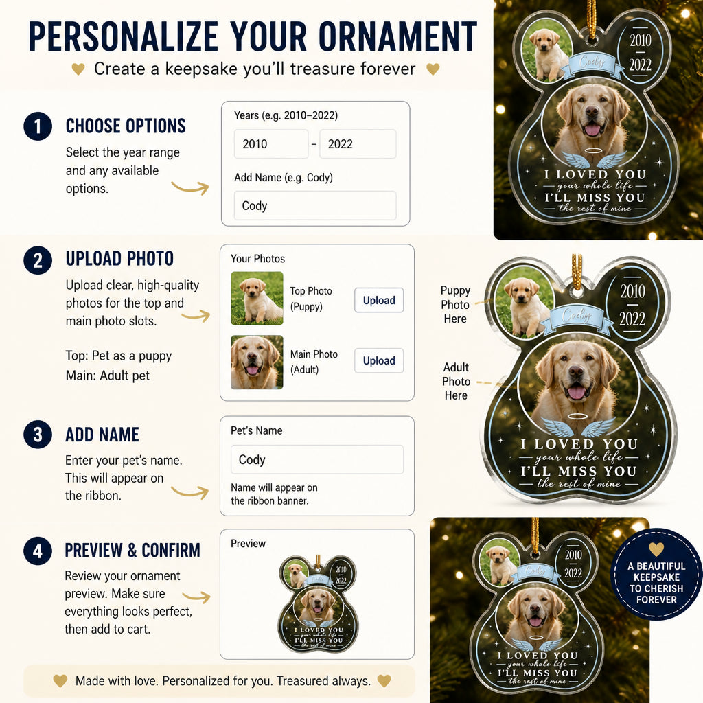Pet Memorial Paw Transparent Acrylic Ornament – 2 Photos, Name & Years - Personalized Transparent Acrylic Ornament c9018ecb-d47b-4208-8d8a-66969583f7c9.jpg