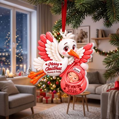 Stork Carrying Baby  - Personalized Real 3D Raised Ornament c9316854-0d43-4915-bcf6-3a51d05914ac-5-1-.png