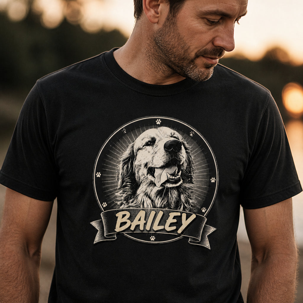 Custom Pet Portrait Name Tee — Engraved-Style Back Print - Personalized T-shirt c93214ec-3758-4f0e-9184-fe542944a0aa.jpg