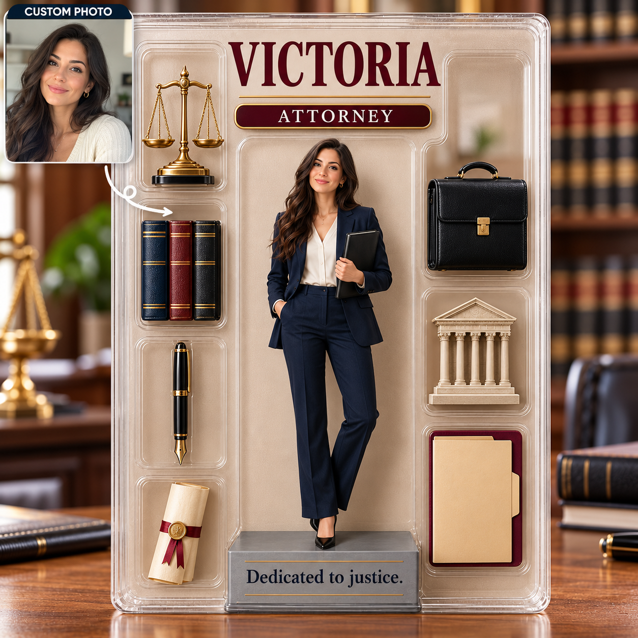 Personalized Lawyer Acrylic Table Sign, Custom Photo & Name Plaque, Attorney Desk Decor, Law School Graduation Gift for Her c9430528-86b2-4528-ae99-92ba7feb8e7c-Bi-n-acrylic-Victoria-n-lu-t-s-thanh-l-ch.png