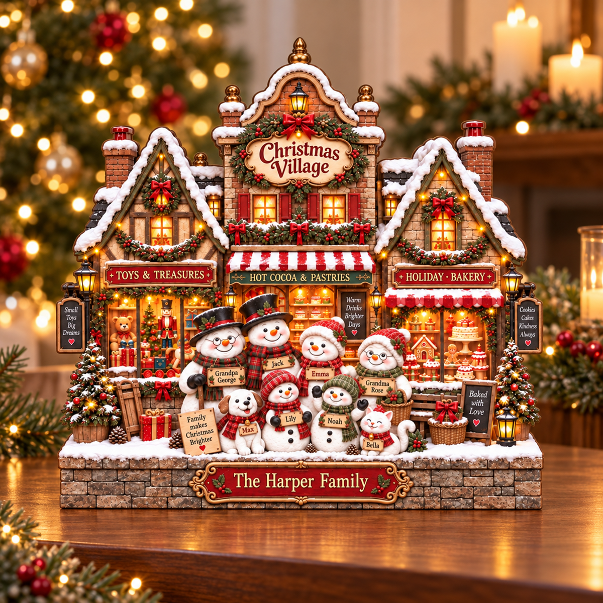 Personalized Christmas Village Decor, Custom Family Name Snowman Scene, Holiday Wooden Block GIFT 2026, Family Tabletop Gift, Holiday Decor c9519cff-71a4-4a9f-a1eb-6cf72744e1fc-banner-1.png