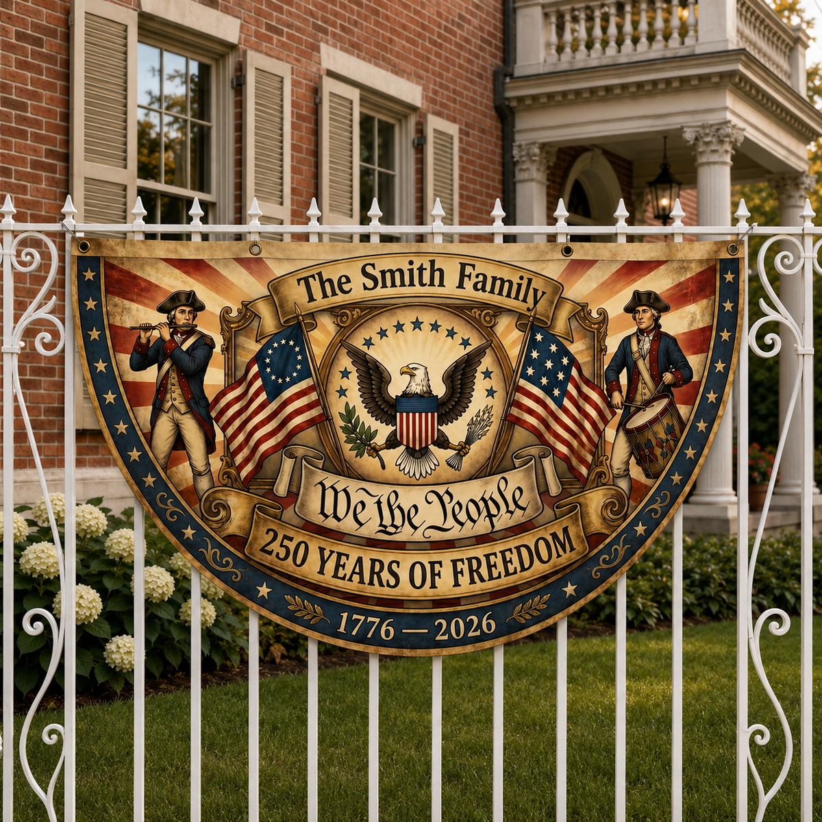 USA 250th Anniversary Patriotic Bunting Banner | America 1776 2026 Semicircle Fence Flag | Christian Freedom Porch Decor