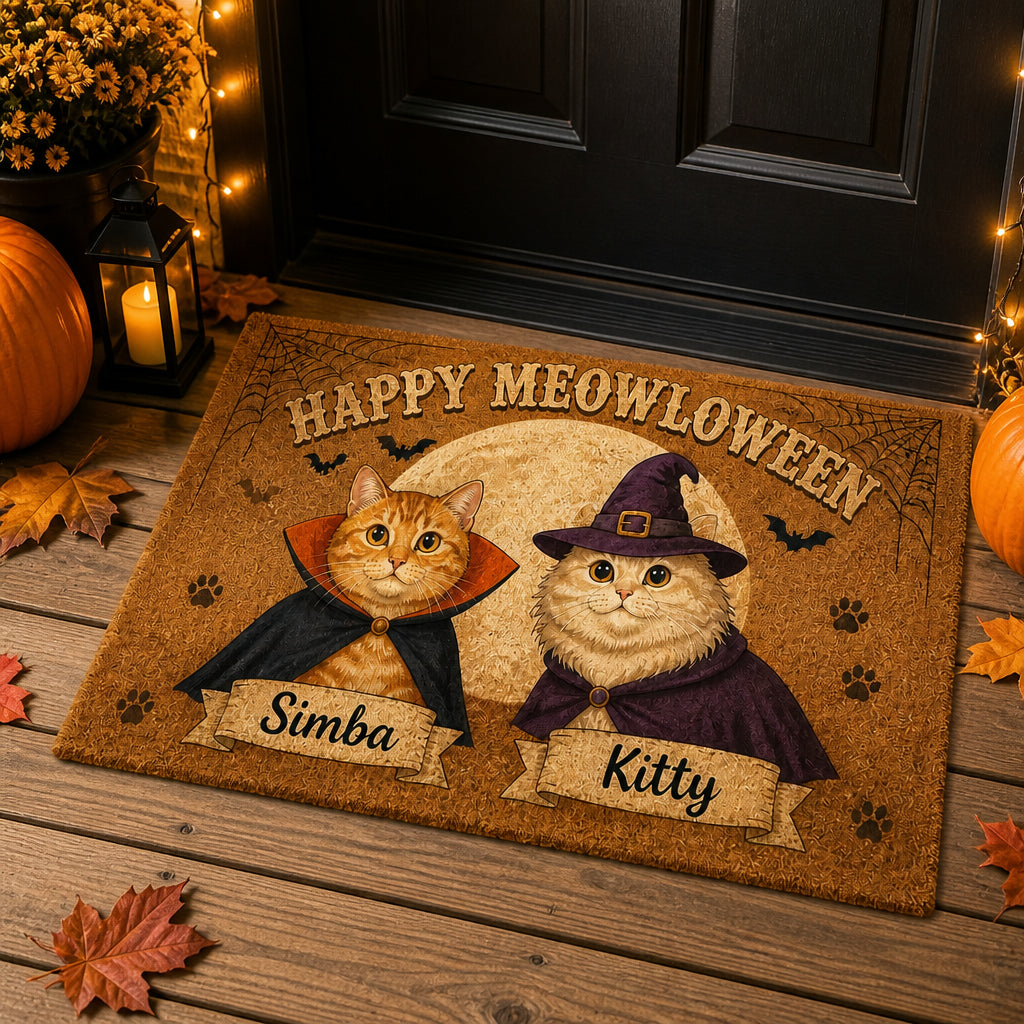 Happy Meowloween Custom Cat Photo Doormat - Personalized Doormat c959cd7b-b089-4c38-a8ee-5ed499b0da1f.jpg