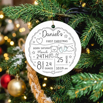Custom Baby Birth Stats Ceramic Ornament, First Christmas Keepsake, Newborn Name Date Weight Length c959def4-0cf3-4fcc-aee6-1fdcb936a386-fgh-6-.webp