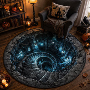 Halloween Quilted Round Rug, 3D Glowing Ghost Spiral Staircase Circle Area Rug, Spooky Dungeon Pit Floor Mat, Dark Gothic Home Decor c99746b3-313a-4af2-aaa7-8f706d5a73fe-g-3-.jpg