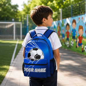 Personalized Backpack - Cool Soccer Bookbag for Kids, Boys & Girls - Sports Theme School Bag for Elementary, Middle School