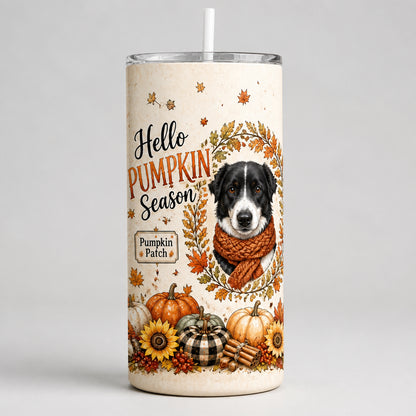 Hello Pumpkin Season Custom Pet Portrait Skinny Tumbler - Personalized Tumbler c9a875c6-c76d-4614-be30-229945159b8c.jpg
