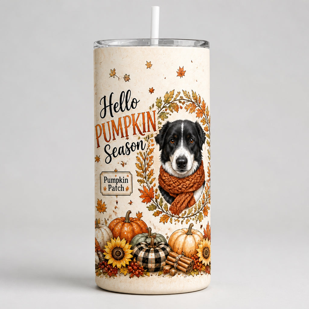 Hello Pumpkin Season Custom Pet Portrait Skinny Tumbler - Personalized Tumbler c9a875c6-c76d-4614-be30-229945159b8c.jpg